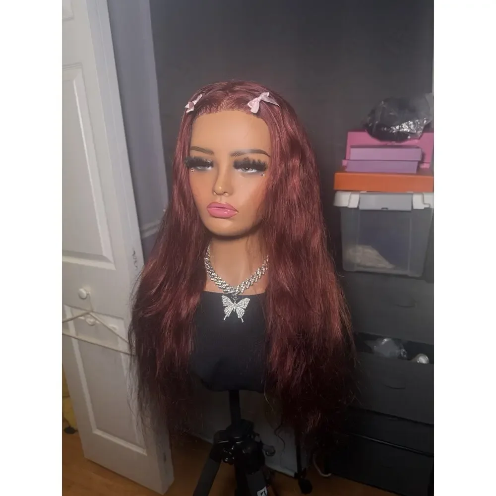 100% Human Hair 13x4 Lace Front Wig Burgundy
